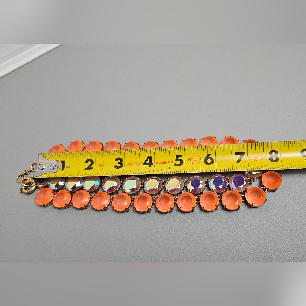 [J. Crew] Layered Statement Necklace Aurora Borealis Iridescent & Orange Stones - Picture 14 of 16